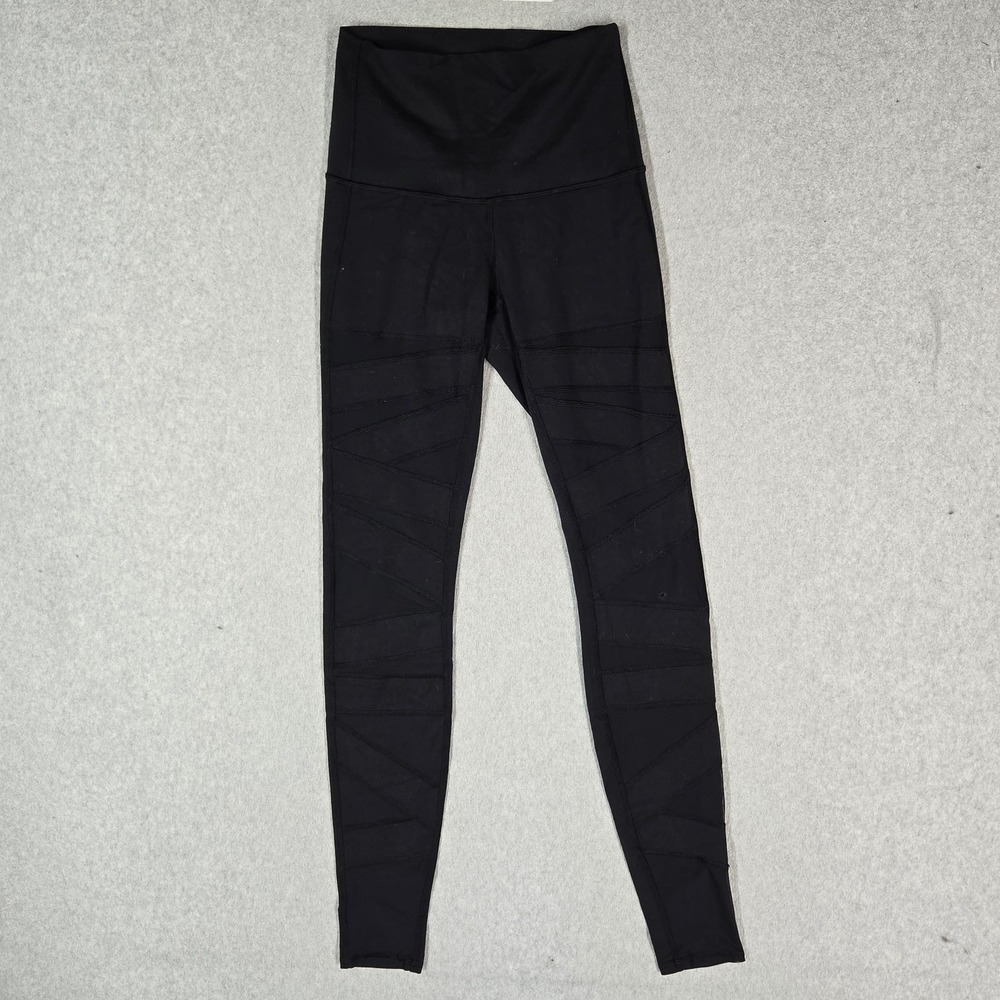 Lululemon Women Activewear Pants 4 Black Legging Mesh Mid Rise 30" Inseam READ